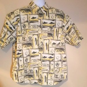 Puritan Hawaiian button up mens shirt summer boats